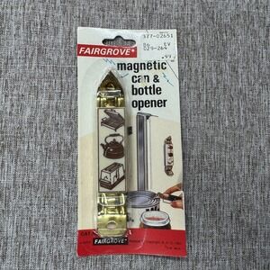 Vintage NOS Magnetic Can & Bottle Opener Fairgrove Brown & White 1983